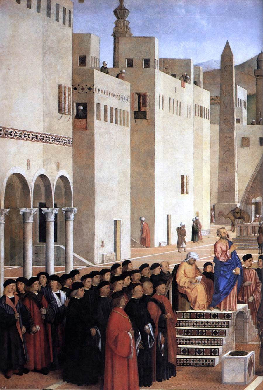  Giovanni Bellini Sermon of St Mark in Alexandria (detail) - Canvas Print