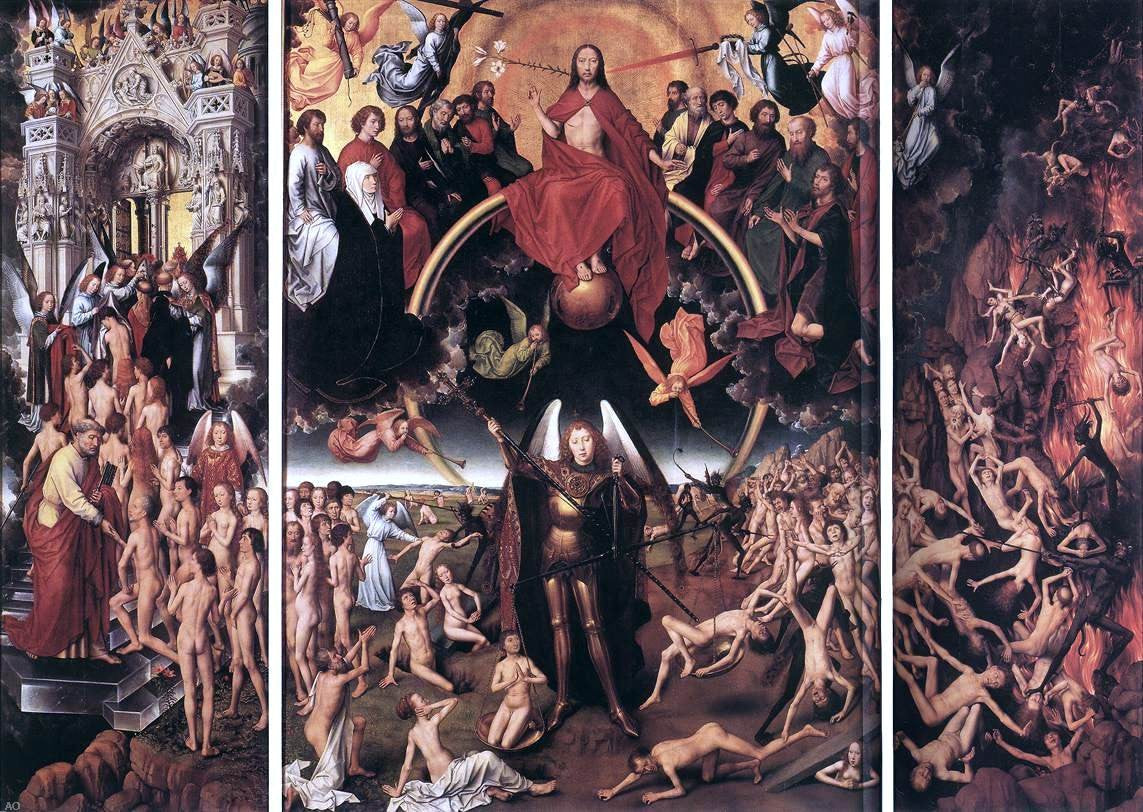  Hans Memling Last Judgment Triptych (open) - Canvas Print