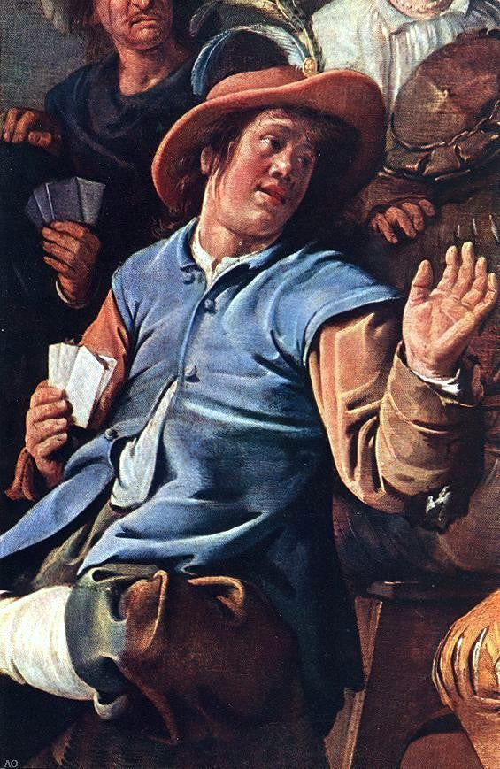  Jan Miense Molenaer The Denying of Peter (detail) - Canvas Print