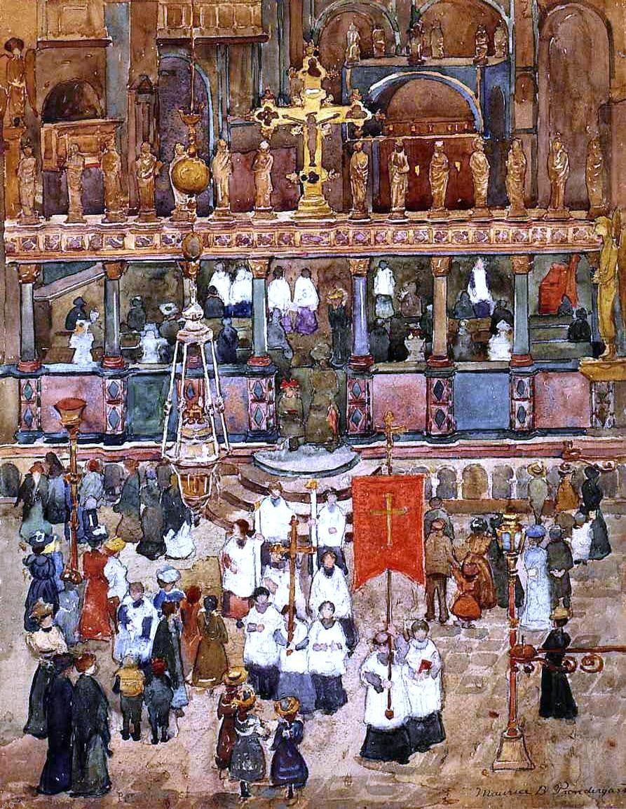  Maurice Prendergast Easter Procession, St. Mark's - Canvas Print