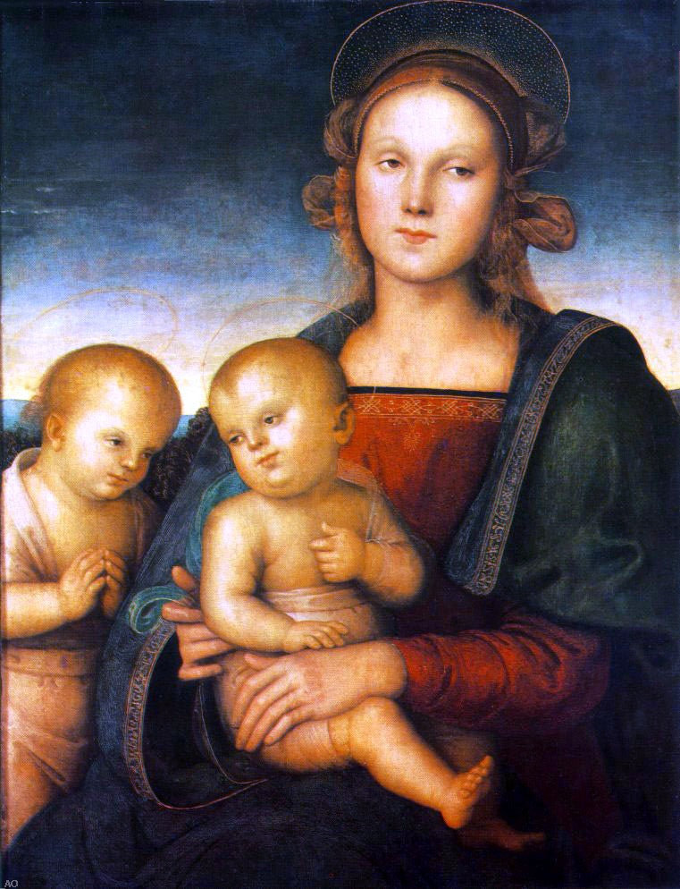  Pietro Perugino Madonna with Child and Little St John - Canvas Print