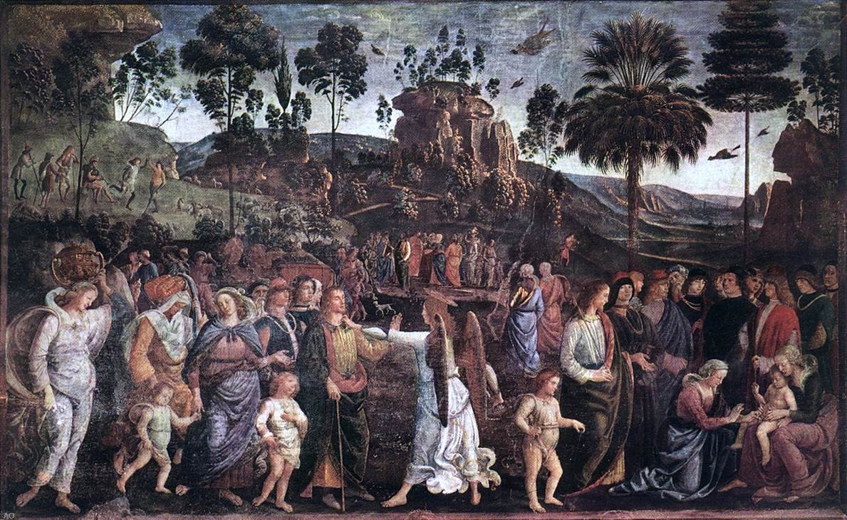  Pietro Perugino Moses's Journey into Egypt and the Circumcision of His Son Eliezer - Canvas Print