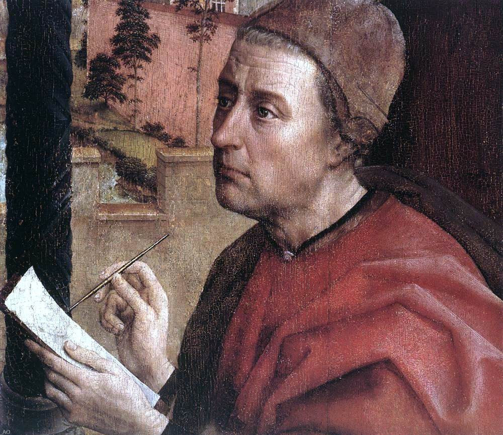  Rogier Van der Weyden St Luke Drawing a Portrait of the Madonna (detail: 1) - Canvas Print