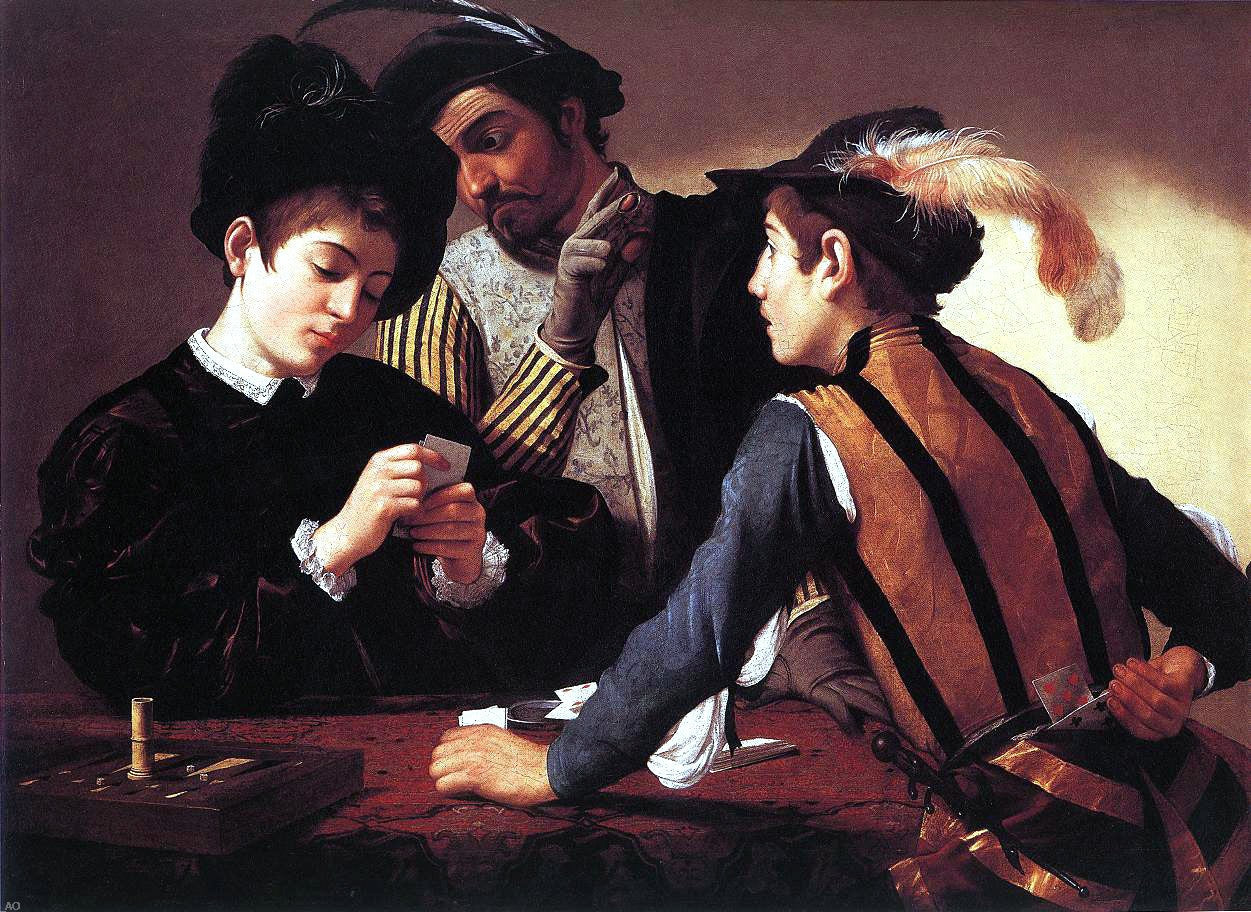  Caravaggio The Cardsharps - Canvas Print