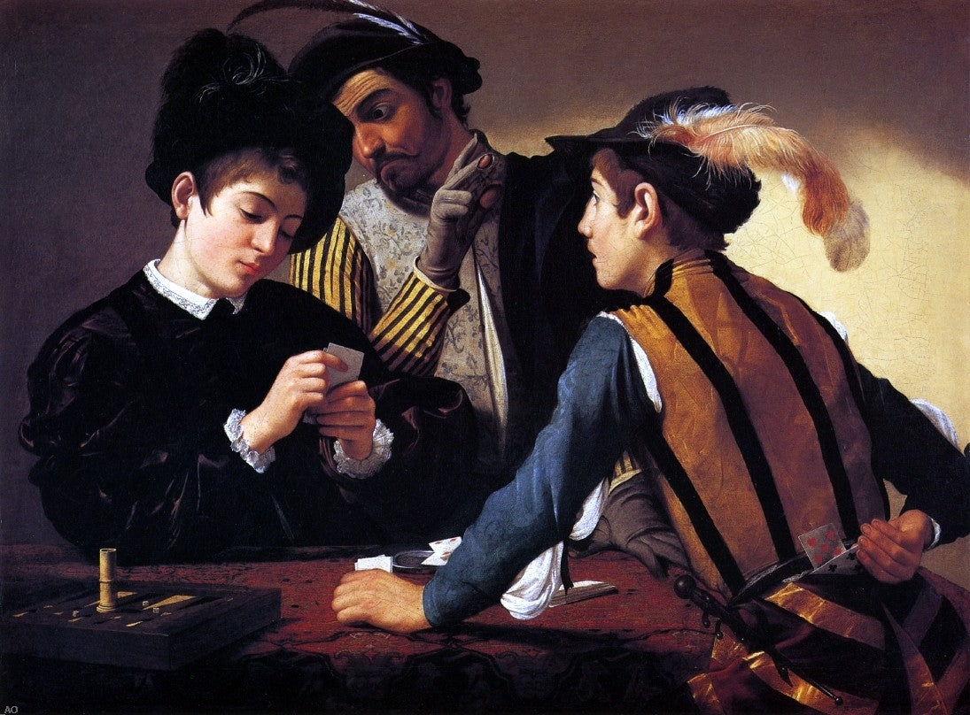  Caravaggio The Cardsharps (I Bari) - Canvas Print