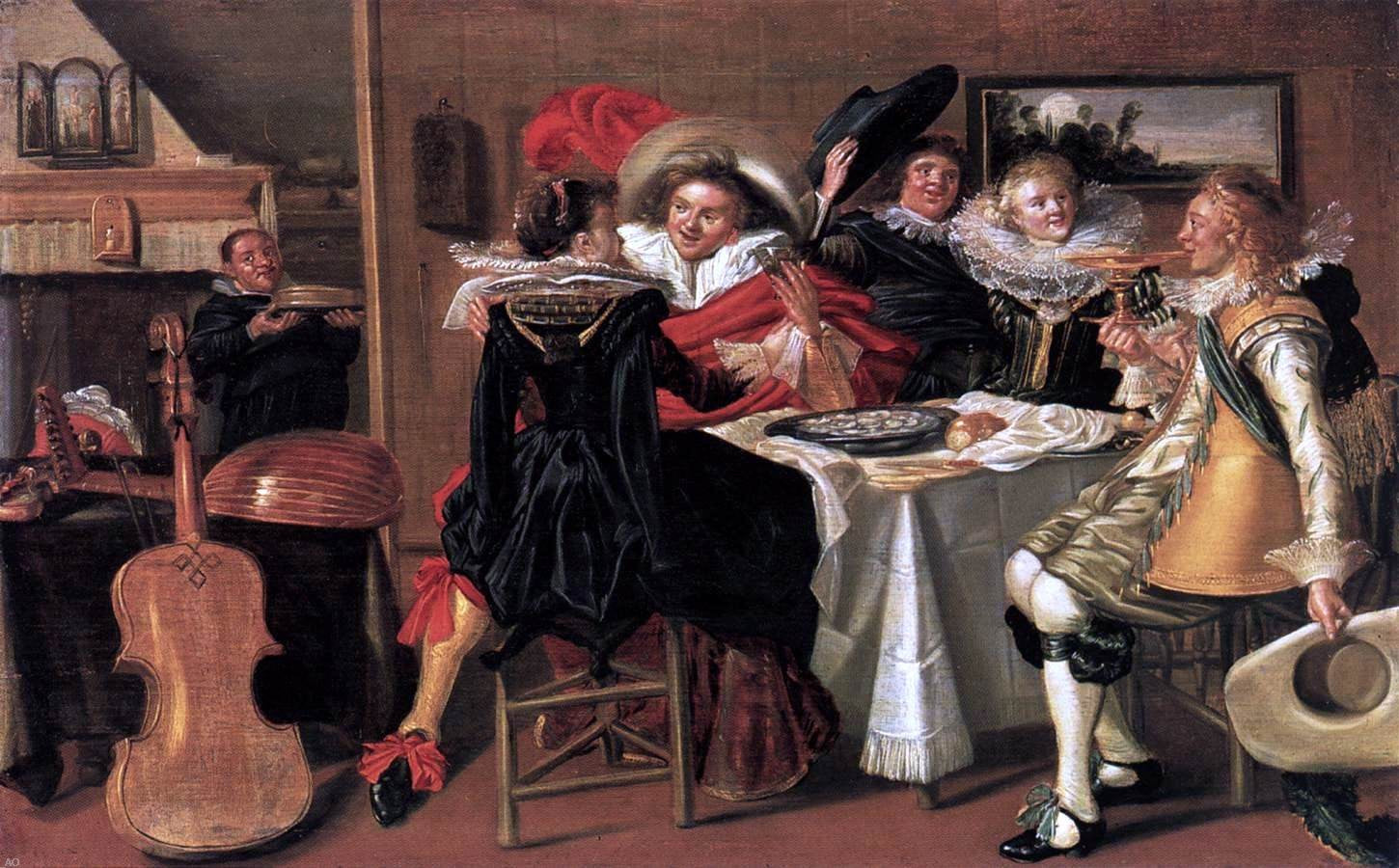  Dirck Hals Merry Company at Table - Canvas Print