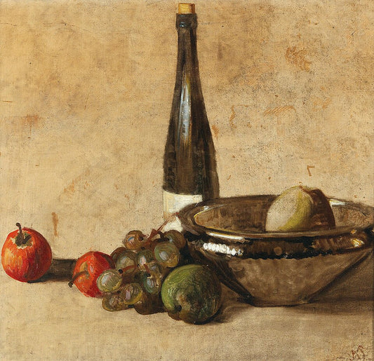 Kurt Schwitters Still Life with Wine Bottle and Fruit - Canvas Print