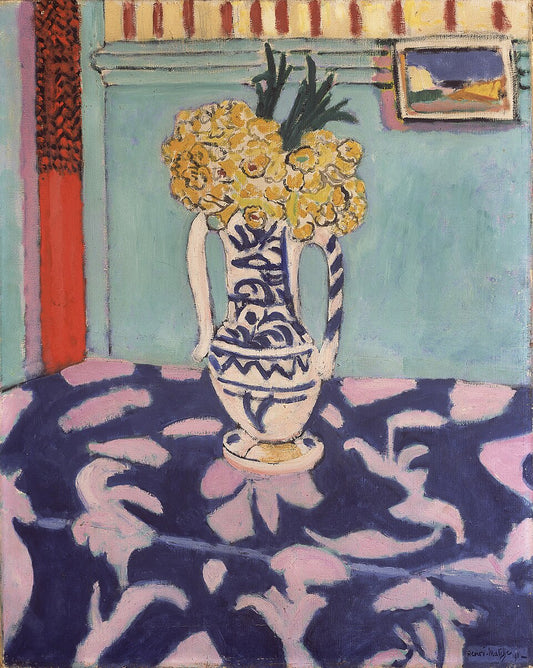 Henri Matisse The Cowslips, Blue and Rose Fabric - Canvas Print