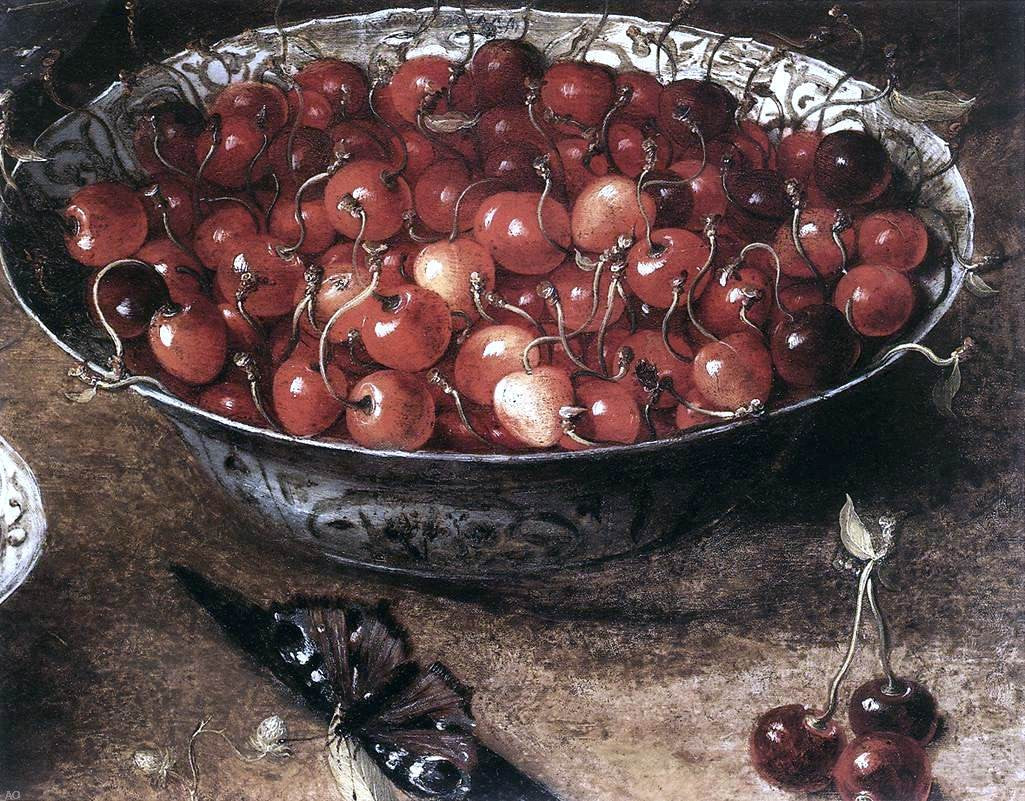  Osias Beert Still-Life with Cherries and Strawberries in China Bowls (detail) - Canvas Print