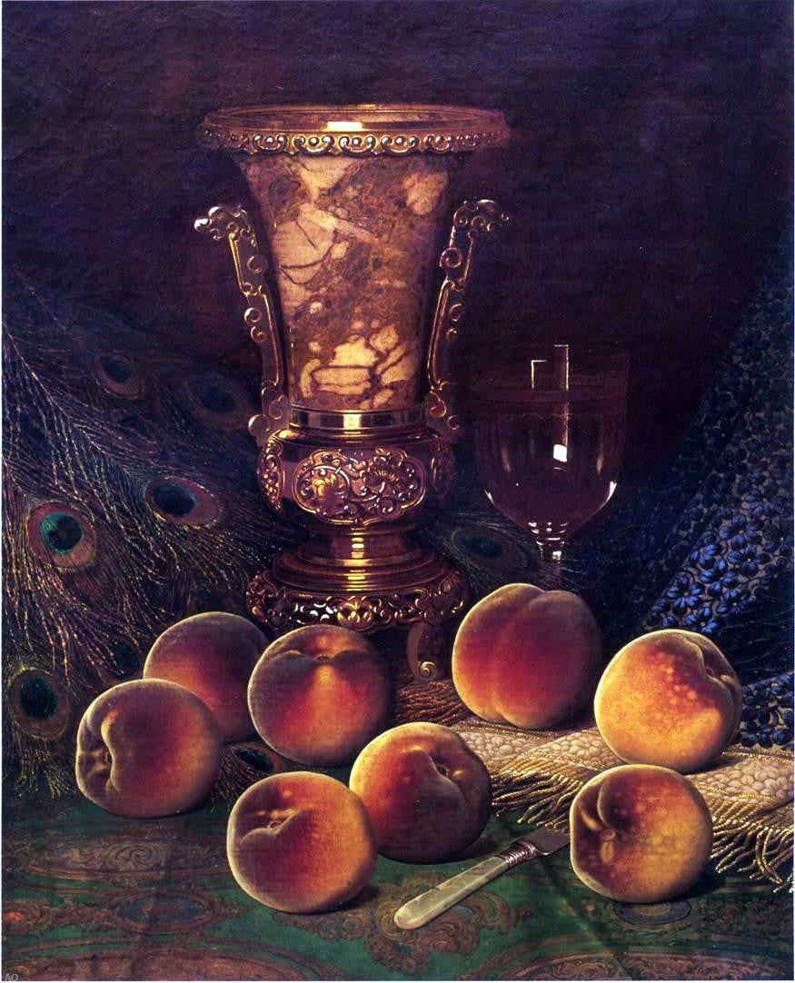  William Mason Brown Still Life with Peaches and Marble Vase - Canvas Print