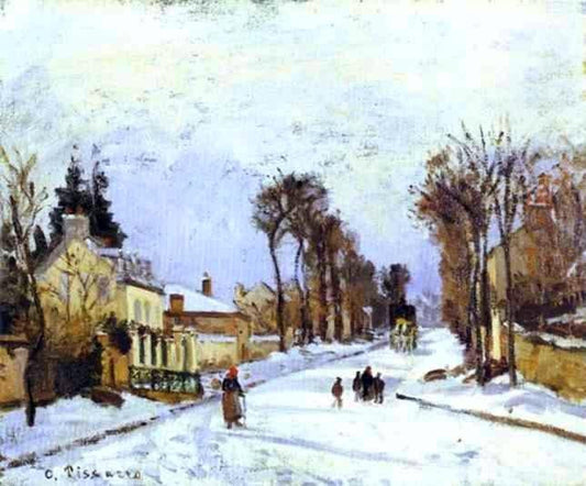  Camille Pissarro The Road to Versailles at Louveciennes (also known as The Effect of Snow) - Canvas Print