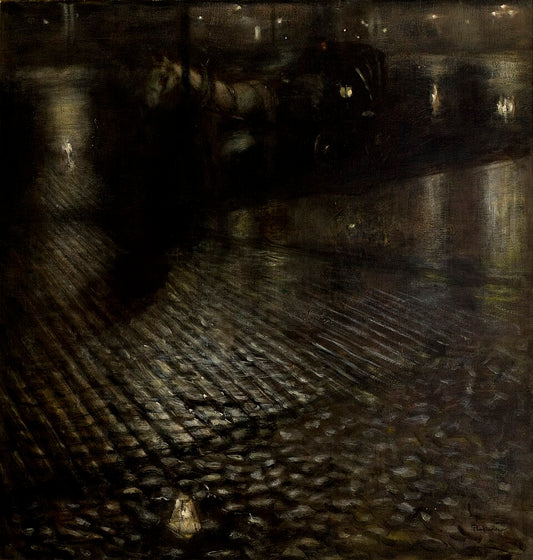 Jozef Pankiewicz Cab at Night - Canvas Print