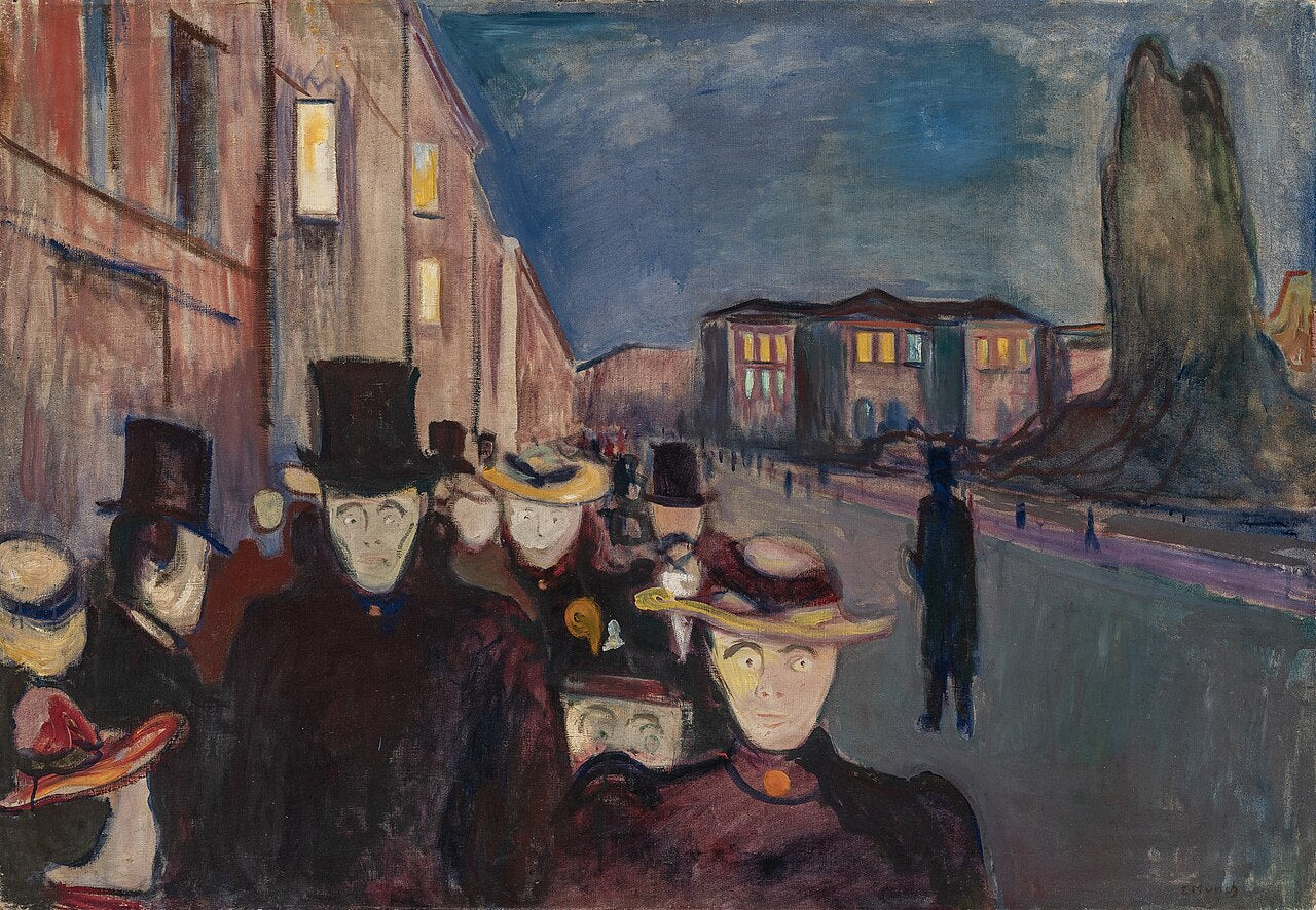 Edvard Munch Evening on Karl Johan Street - Canvas Print