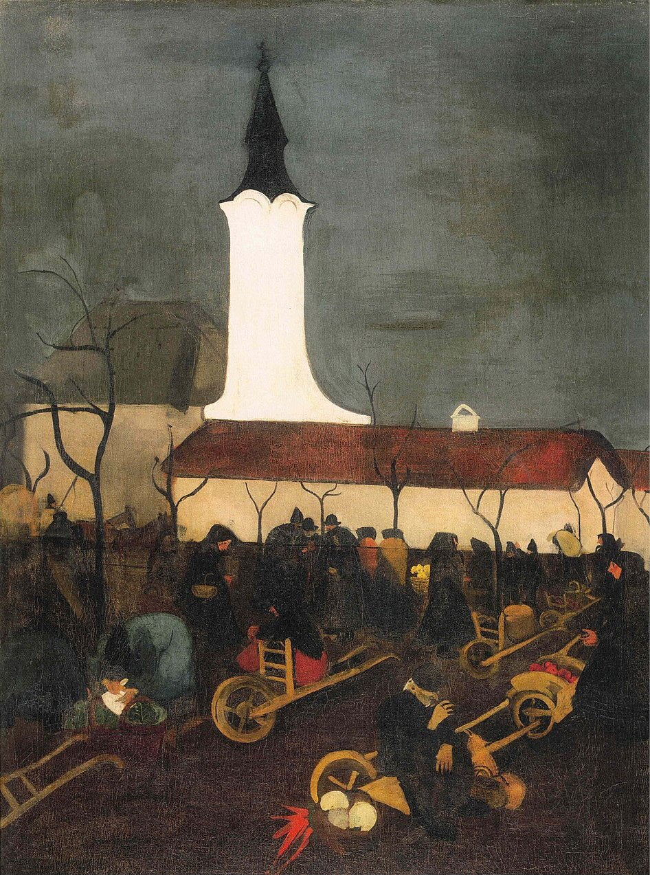 Amrita Sher-Gil Hungarian Village Market - Canvas Print