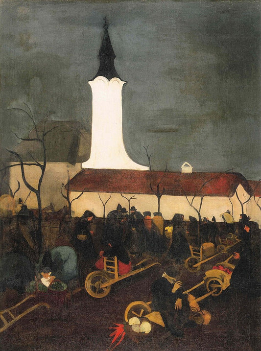 Amrita Sher-Gil Hungarian Village Market - Canvas Print