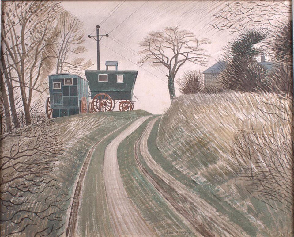 Eric Ravilious Caravans - Canvas Print