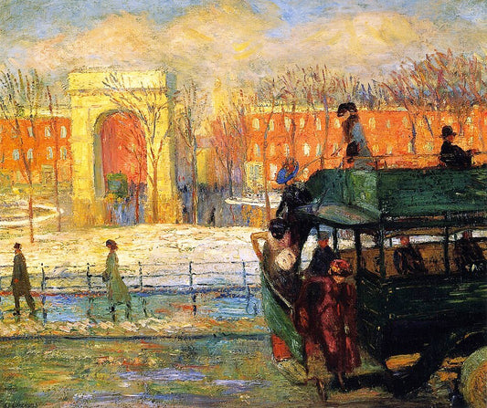 William James Glackens Descending from the Bus - Canvas Print