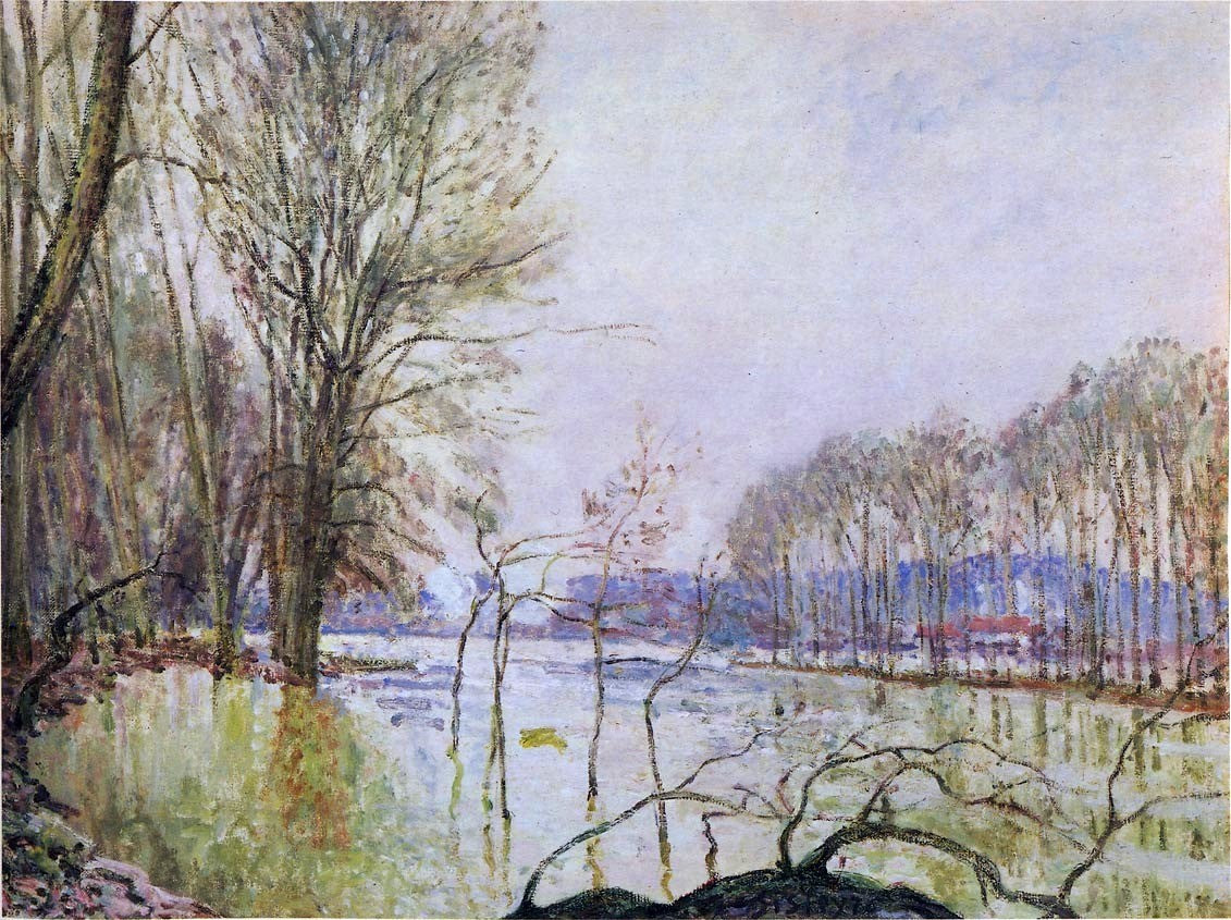  Alfred Sisley The Banks of the Seine in Autumn - Flood - Canvas Print