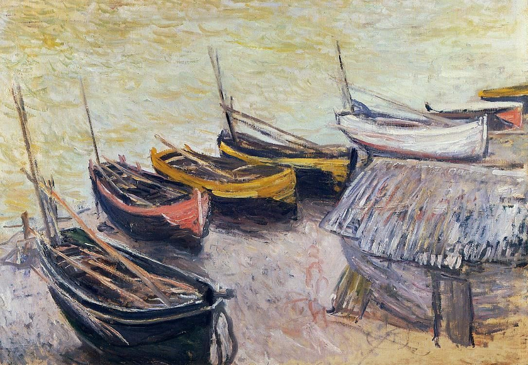  Claude Oscar Monet Boats on the Beach - Canvas Print