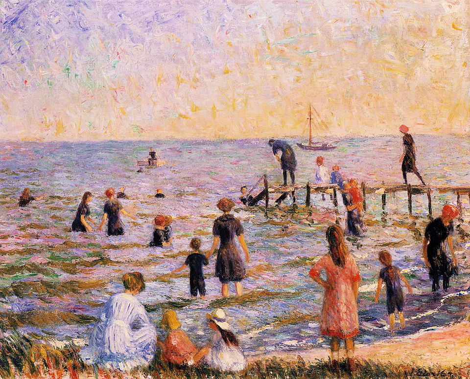 William James Glackens Bathing at Bellport - Canvas Print