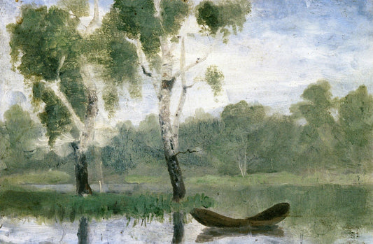 Edvard Munch Small Lake with Boat - Canvas Print