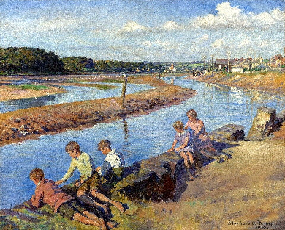 Stanhope Forbes Young Anglers at Hayle - Canvas Print