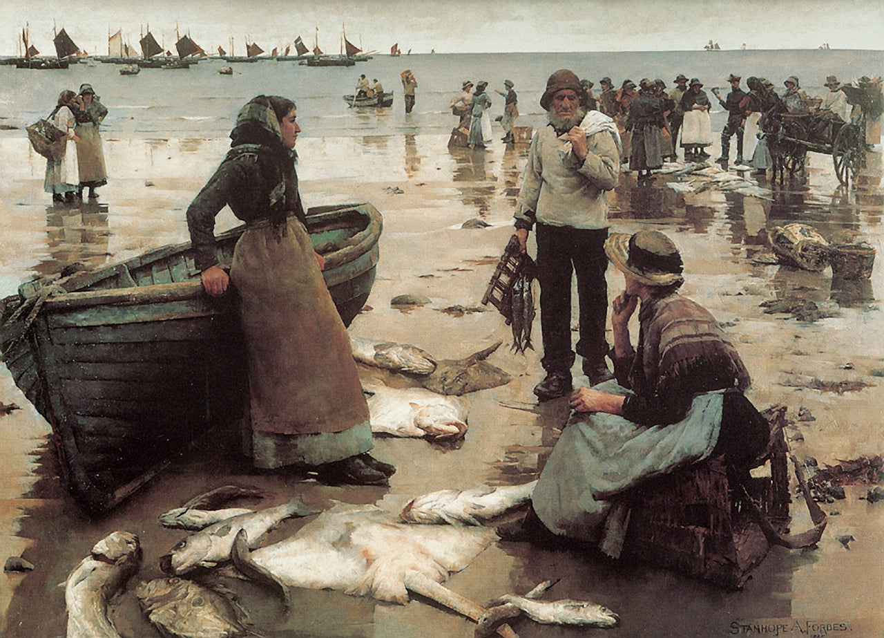 Stanhope Forbes A Fish Sale on a Cornish Beach - Canvas Print
