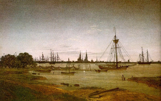 Caspar David Friedrich Harbor by Moonlight - Canvas Print