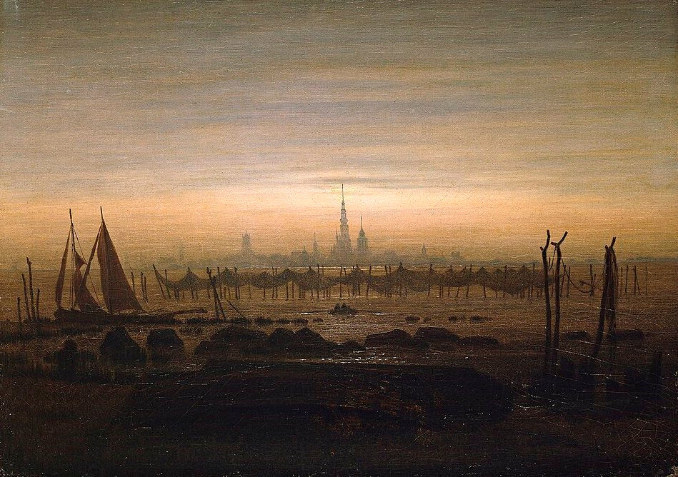 Caspar David Friedrich Greifswald in Moonlight - Canvas Print