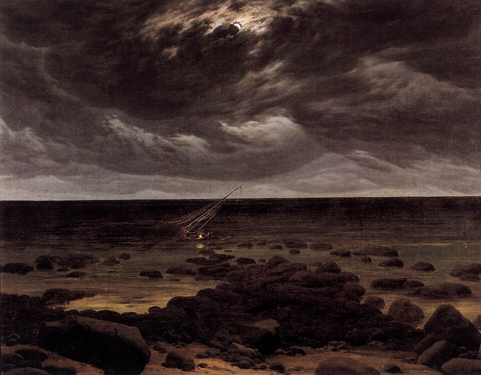Caspar David Friedrich Seashore by Moonlight - Canvas Print