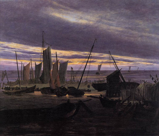 Caspar David Friedrich Ships in Harbour, Evening - Canvas Print