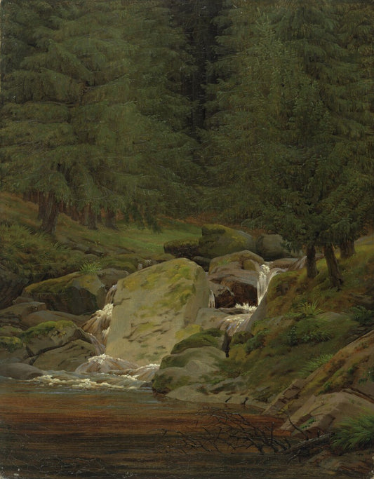 Caspar David Friedrich The Evergreens by the Waterfall - Canvas Print