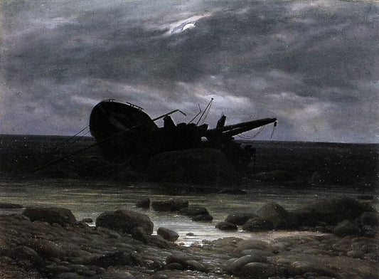 Caspar David Friedrich Wreck in the Moonlight - Canvas Print