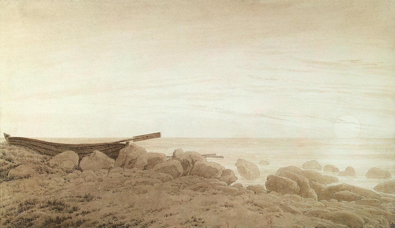 Caspar David Friedrich Boat on the Shore, Moonrise - Canvas Print