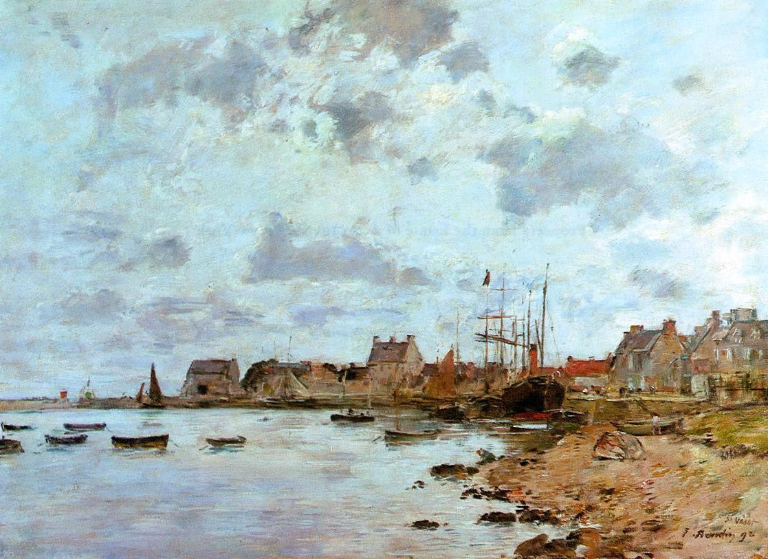  Eugene-Louis Boudin The Port at Saint-Vaast-la-Houghe - Canvas Print