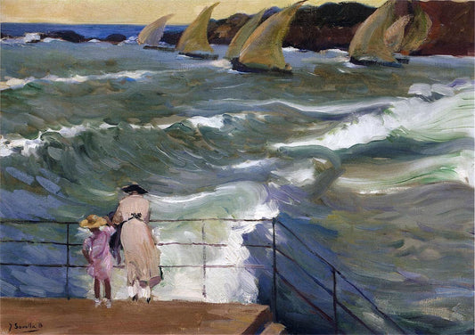  Joaquin Sorolla Y Bastida The Waves at San Sebastian - Canvas Print