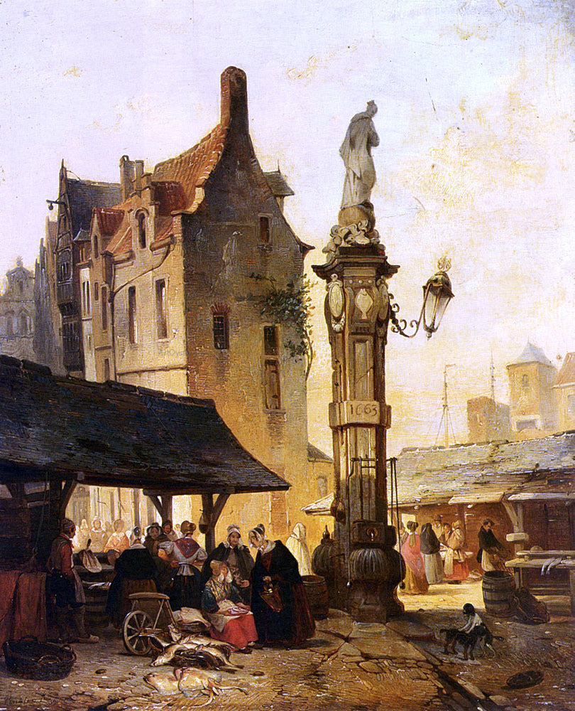  Jan Michael Ruyten Busy Market - Canvas Print