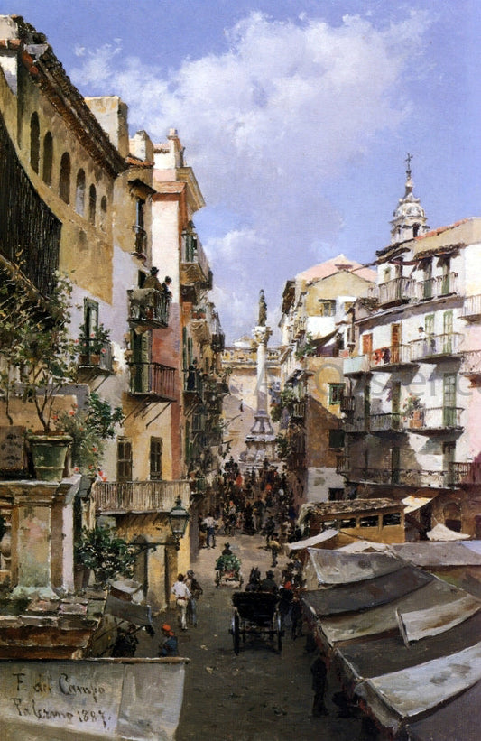  Federico Del Campo A Busy Thoroughfare, Palermo, Sicily - Canvas Print