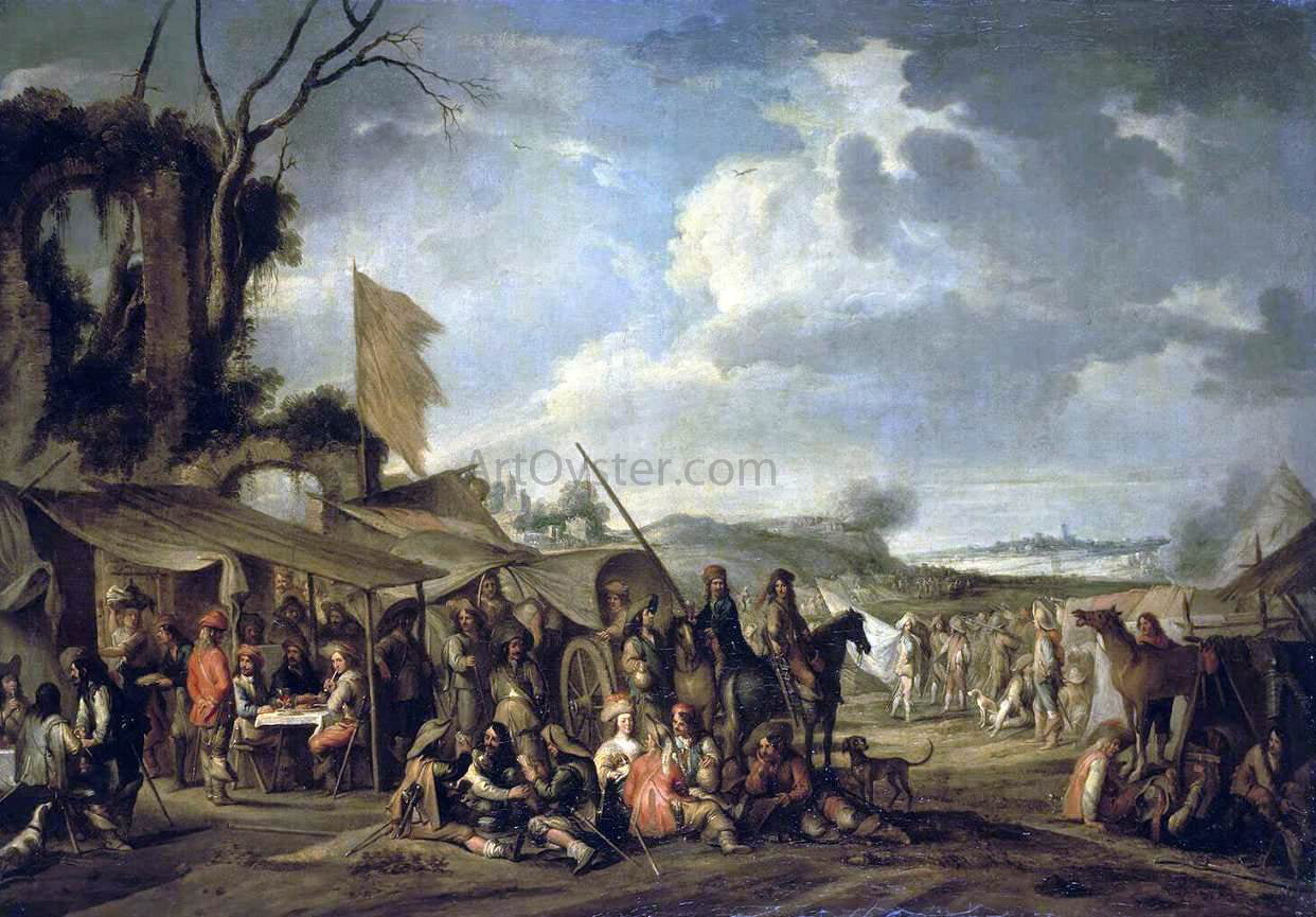  Cornelis De Wael Camp by the Ruins - Canvas Print