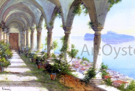  Girolamo Gianni A Colonnade overlooking the Isle of Capri - Canvas Print