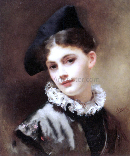  Gustave Jean Jacquet A Coquettish Smile - Canvas Print