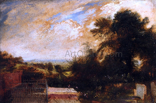  John Martin Country Graveyard, Possibly Bunhill Fields, Finsbury, A Wooded Landscape Beyond - Canvas Print
