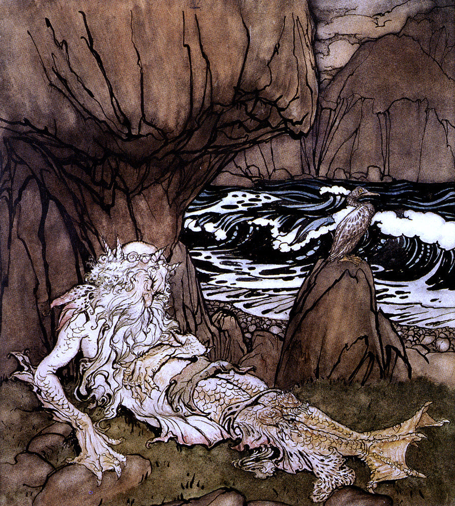  Arthur Rackham A Crowned Merman - Canvas Print