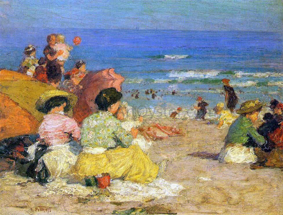  Edward Potthast A Day at the Beach - Canvas Print