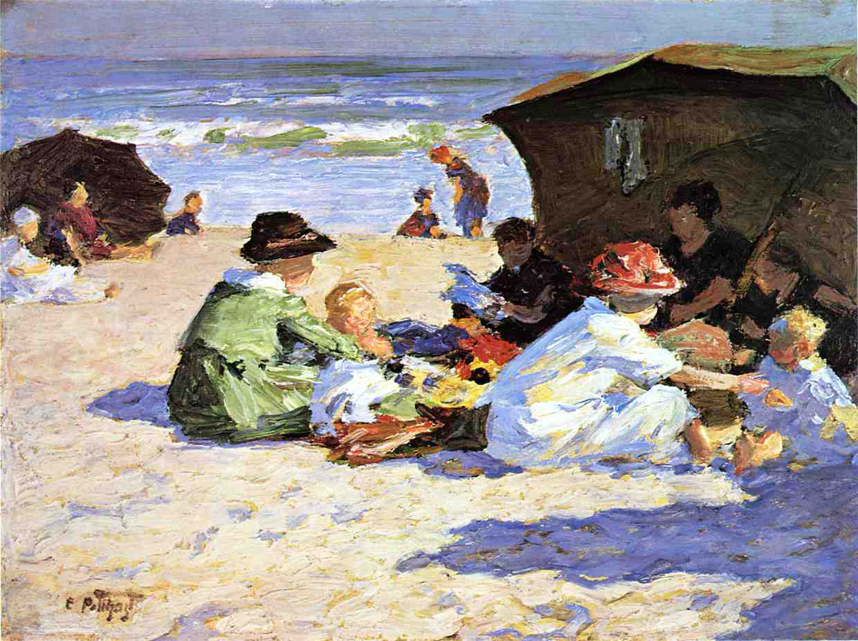  Edward Potthast A Day at the Seashore - Canvas Print