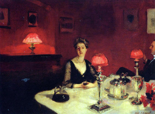  John Singer Sargent Dinner Table at Night (also known as Mr. and Mrs. Albert Vickers) - Canvas Print