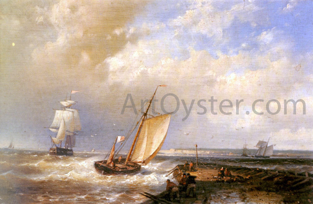  Senior Abraham Hulk A Dutch Pink Heading Out To Sea, With Shipping Beyond - Canvas Print