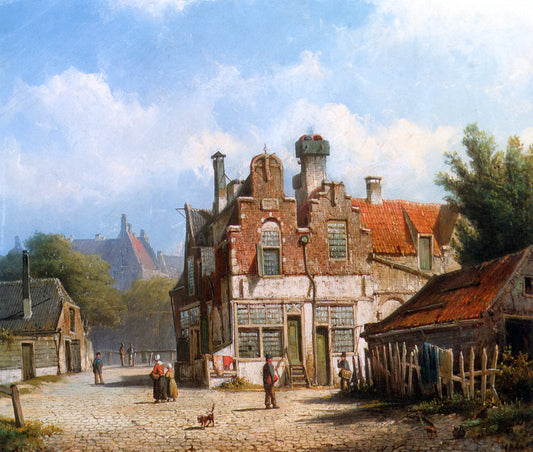  Willem Koekkoek A Dutch Town Scene - Canvas Print