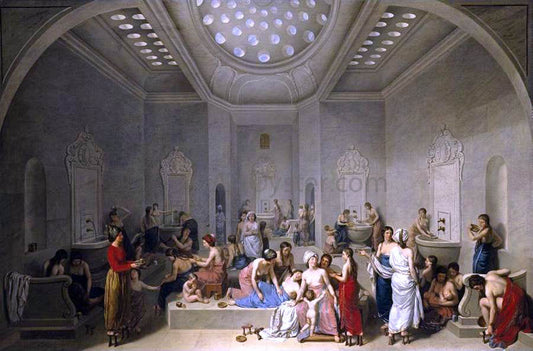  Jean-Jacques-Francois Lebarbier A Female Turkish Bath or Hammam - Canvas Print
