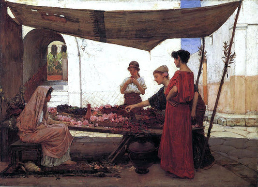  John William Waterhouse Flower Stall - Canvas Print